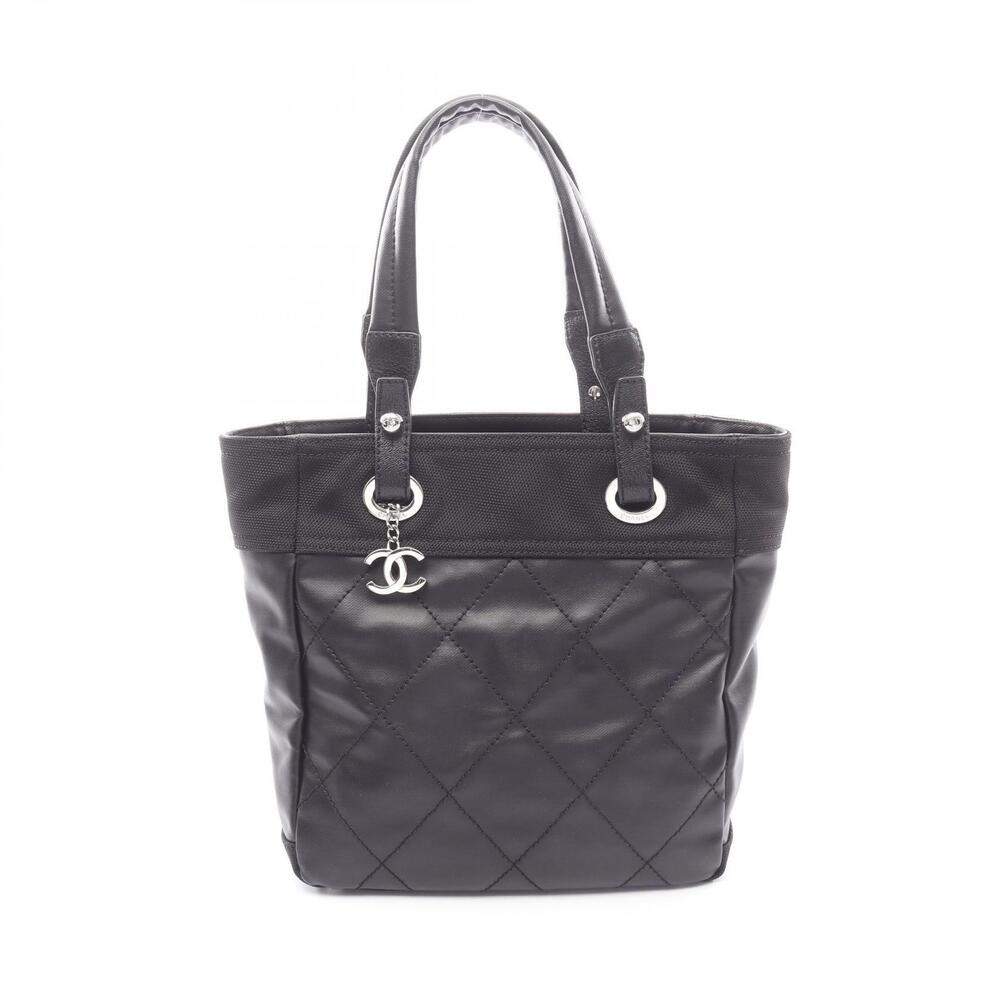 Chanel Paris Biarritz Tote Bag Canvas Leather Black